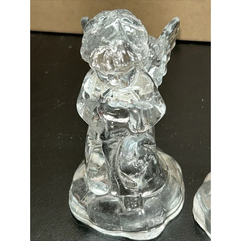 Set of 2 Angel Candle Holders Set 4.5” X 2.5” Glass